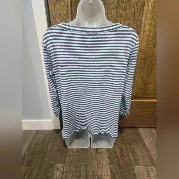 Womens CHAPS 3/4 Sleeved top size XL Blue White Striped - Picture 4 of 7